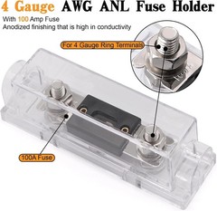 4 Gauge Wire Copper Clad Aluminum CCA 50FT Black/Red with 4ga W/ fuse block