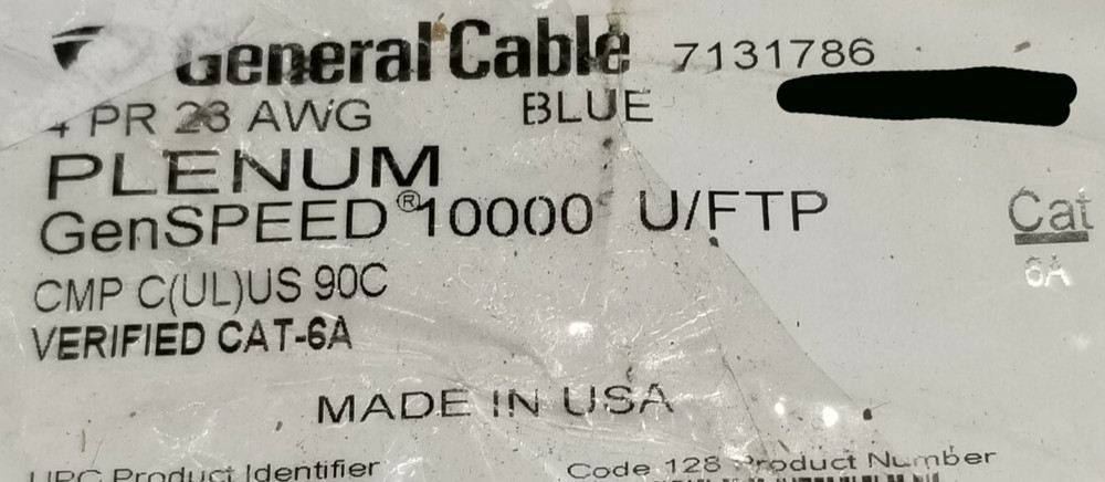 General Cable 7131786 23/4P GenSPEED 10,000 Cat6A U/FTP STP 10G Plenum Blue/50ft