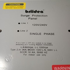 Briidea Surge Protection Panel 120V/240V L-N 800Vpk L-L 1200Vpk Whole House NEMA
