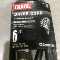 NEW CAROL RANGE CORD 6 FEET 4 CONDUCTOR GROUNDED