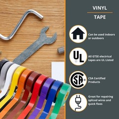 Vinyl Electrical Tape Flame Retardant Insulation Wire Wrap Color Coding 66ft
