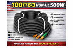 6/3 SOOW Portable Cord 100FT 600V Non UL Black Flexible Cable USA Made