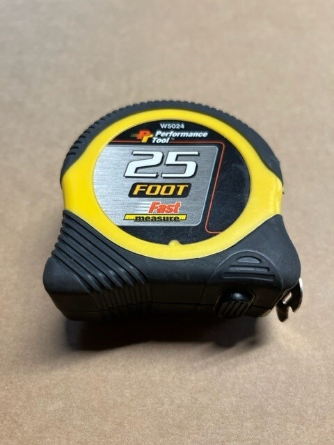 brand new “Performance Tool 25ft Fast Tape Measure” w/rubber case, lock & clip