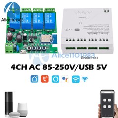 Smart Wifi Switch Relay Module AC 85-220V 4 Channels for Tuya Alexa Google Home