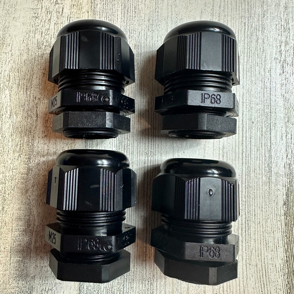 4 – 25MM M25 NYLON CABLE GLAND IP68 WATERPROOF LOCK NUT WASHER CCTV IP JUNCTION