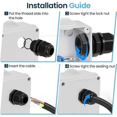 IP68 WATERPROOF BLACK WHITE CABLE GLAND COMPRESSION JUNCTION M8/10/12/14/16-114