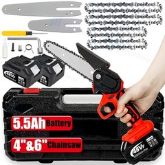 4″&6″ Mini Handheld Electric Chainsaw Cordless Chain Saw Wood Cutter 2 Battery