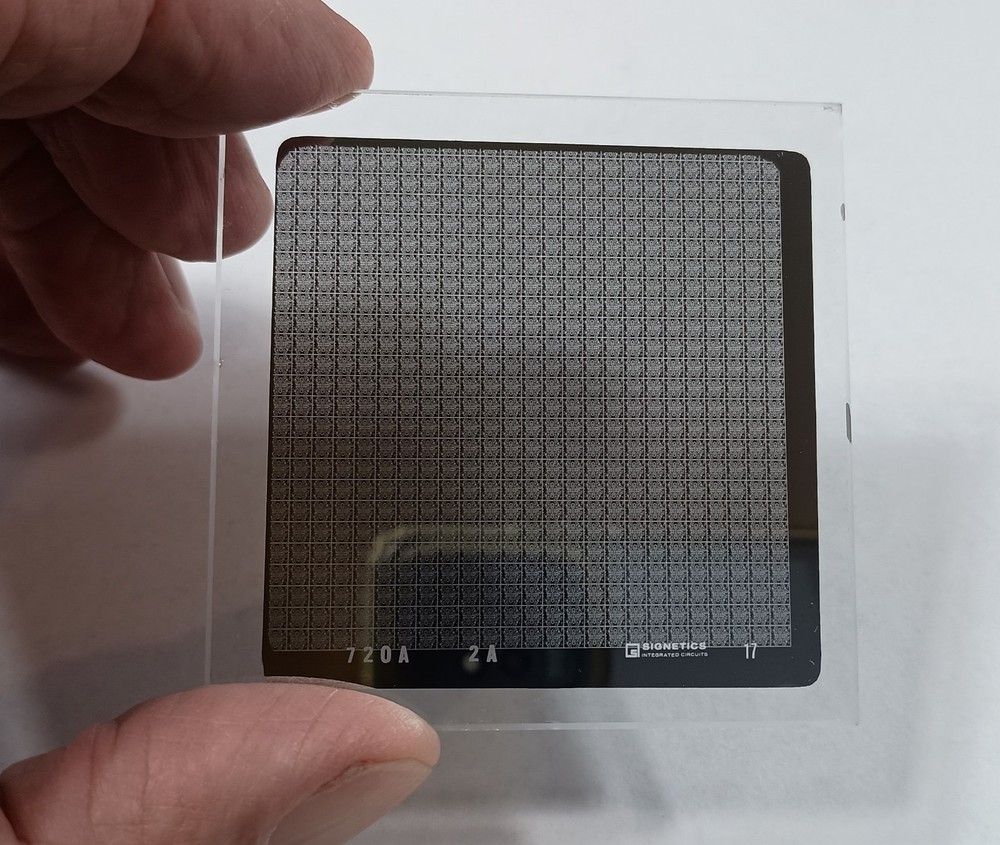 Rare Vintage Signetics Glass IC Mask Plate 2.5”X2.5” Silicon Wafer Mask Historic