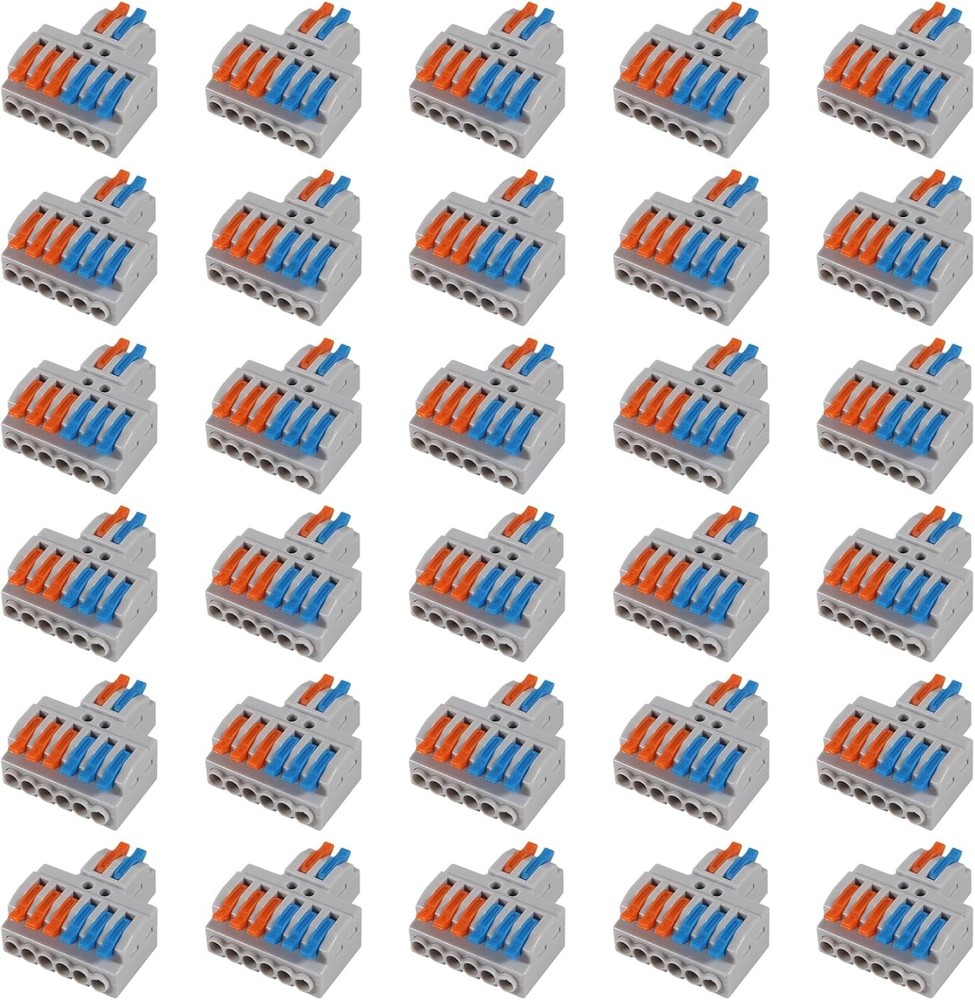 30Pcs Lever Wire Connectors Quick Wiring Cable Connector Terminal Block 2 In 6