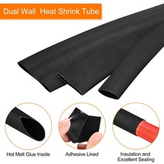 Heat Shrink Tubing 4:1 Ratio 1/2″ Dia 30ft Adhesive Lined Dual Wall Black