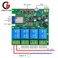 4 Channel 433MHz Wifi Smart Switch Module APP ControlAC85V-250V/Micro USB 5V