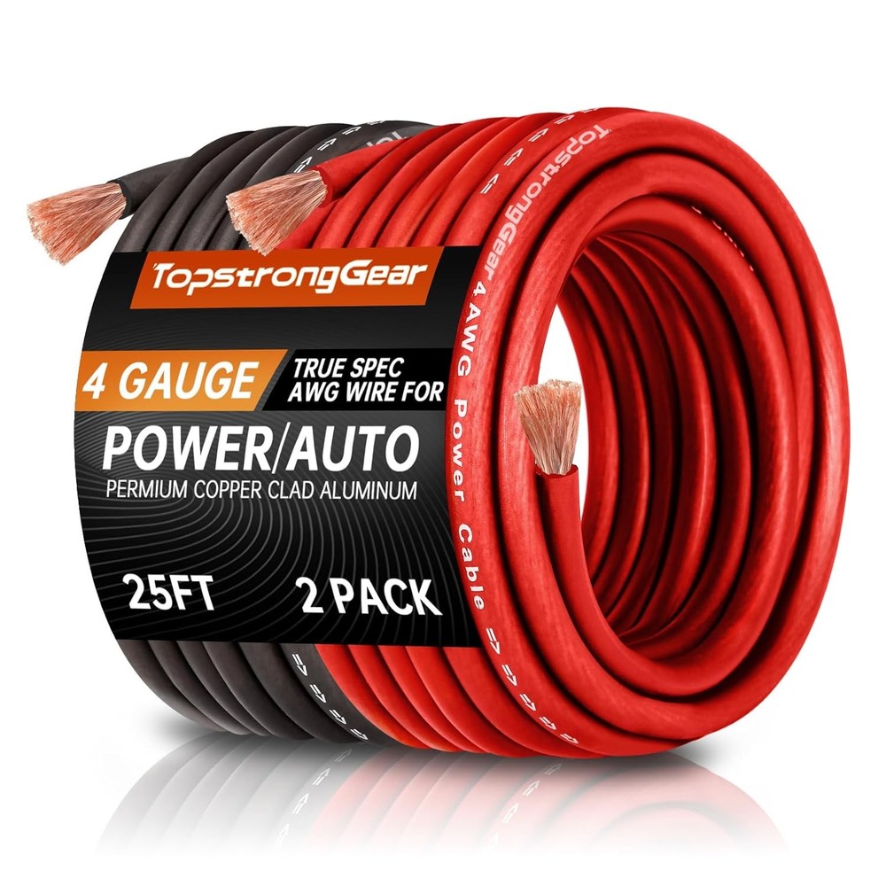 TOPSTRONGGEAR 4 Gauge 25ft Black and Red 25FT &