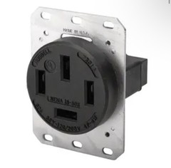 HUBBELL Receptacle: Single, 14-60R, 125/250V AC, 60 A, Black, 3 Pole / 4 Wire