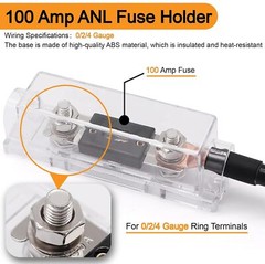 4 Gauge Wire (25ft Each- Black/Red) Copper With 100A ANL Fuse Holder, [MIXED]