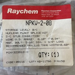 (2) NEW- Raychem NPKV-2-08 Nuclear Plant Splice Kit Wire: .18-.34” Bolt 5/16×3/4