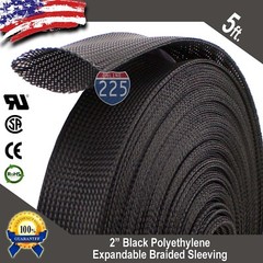 5 FT. 2″ Black Expandable Wire Cable Sleeving Sheathing Braided Loom Tubing US