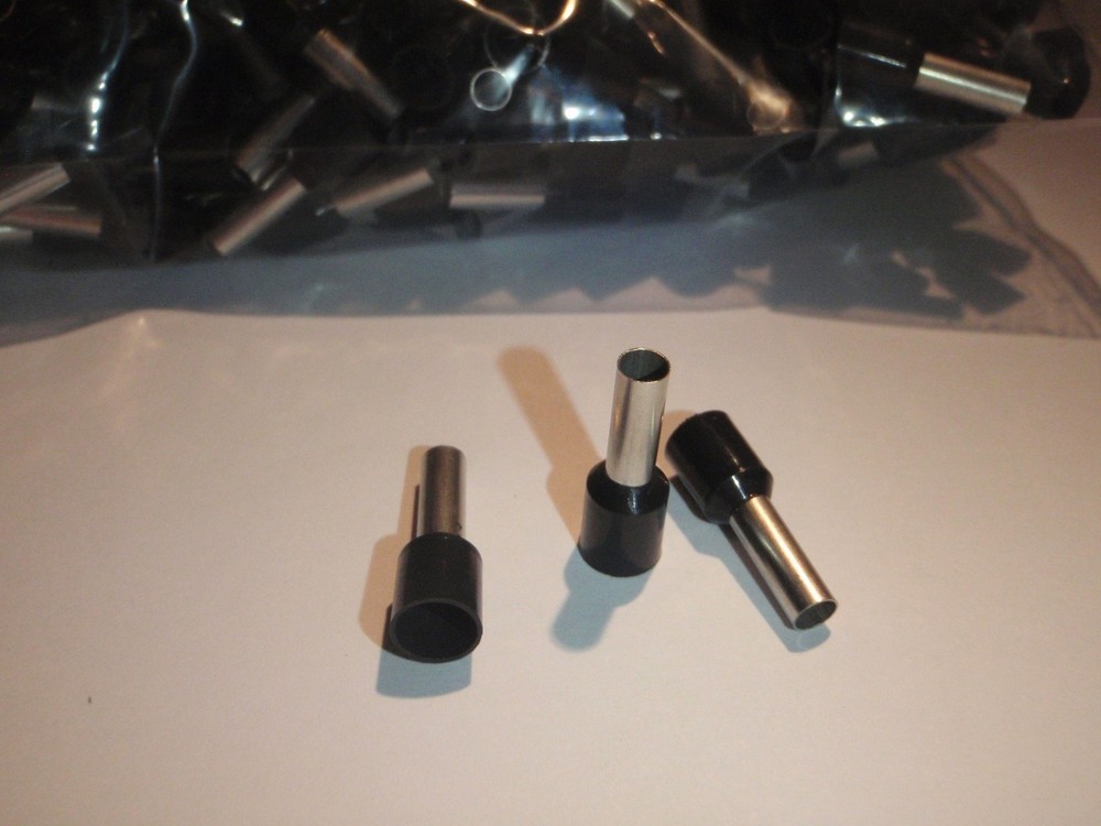 500PC WIRE CORD END FERRULE CRIMP BLACK 22-20 AWG E0508
