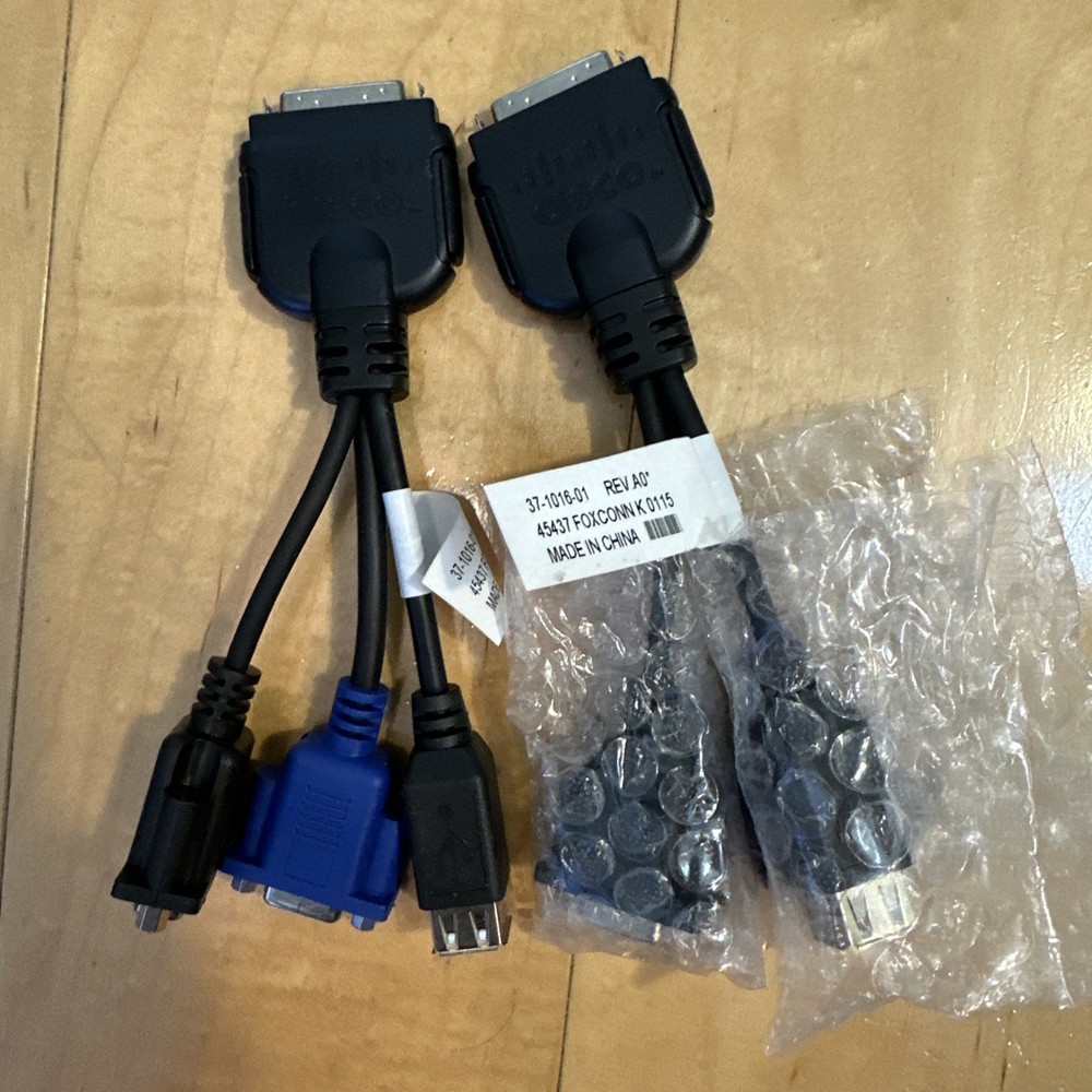 2 X UCS KVM Dongle Cable Adapter 37-1016-01 VGA USB DB9 Serial