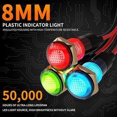 10PCS 110V LED Indicator Light 8mm 5/16 IP67 Waterproof Low Power IndicatorGreen