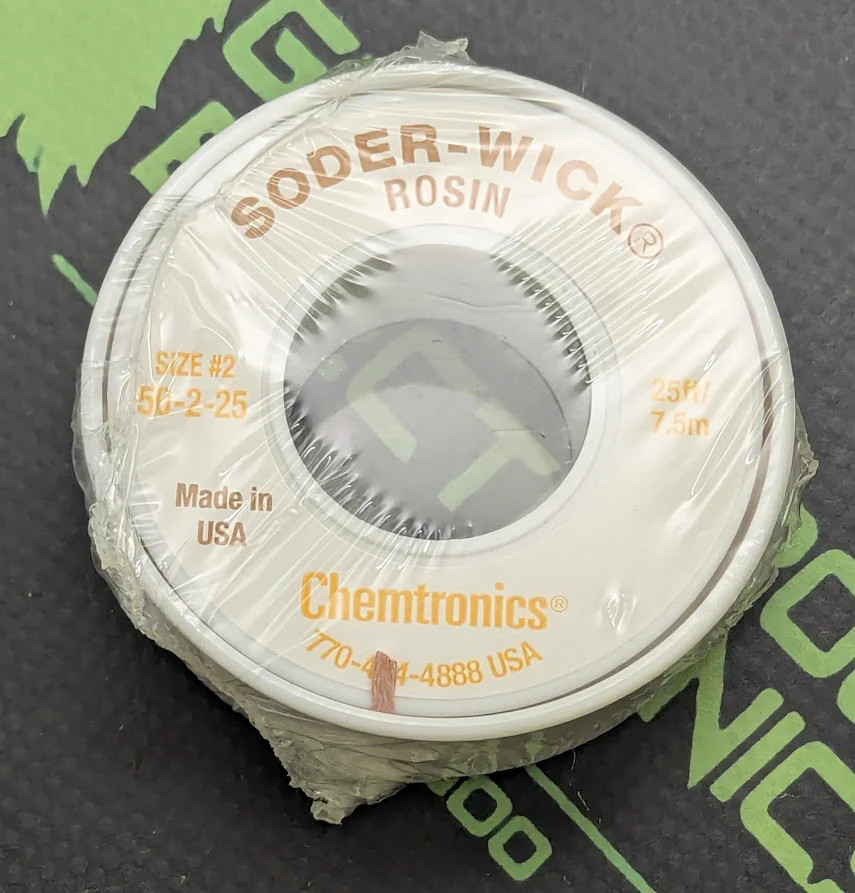 50-2-25 – CHEMTRONICS – #2 Rosin Flux Core Desoldering Braid – Yellow – 0.06 in