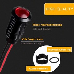 12mm 12V 24V LED Indicator Light Black Plastic Signal Dot Lamp 1/2 Inch