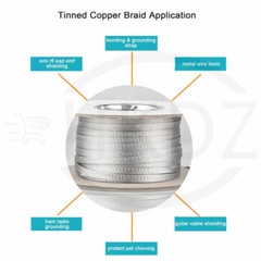 Flat Shield Braided Ground Strap Grounding Tinned Copper Braid Width 4mm – 70mm