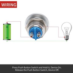22MM Momentary Mushroom Head Push Button Switch IP65 Waterproof 12V 24V 36V DC