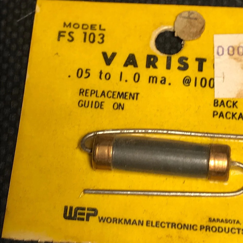 FS103 – WORKMAN – VARISTOR .05-1.0 MA6 100V TO 175V