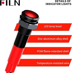 10 Pieces 6mm 1/4 12V 24V AC LED Waterproof Metal Indicator Signal Indicator