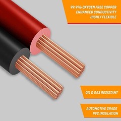 GS Power 100% Copper 10 AWG (American Wire Gauge) OFC 25 ft, Red & Black