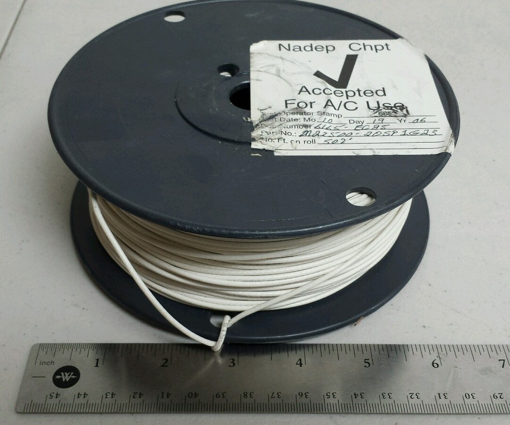 ( 502 FT ) M27500-20SP1G23 20Awg White Shielded Cable Wire 2/C 19S/32Awg 600V
