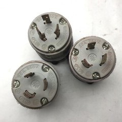 Lot of 3 Arrow Hart 20A 250VDC Turn Pull Locking Grounding Male Electrical Plug