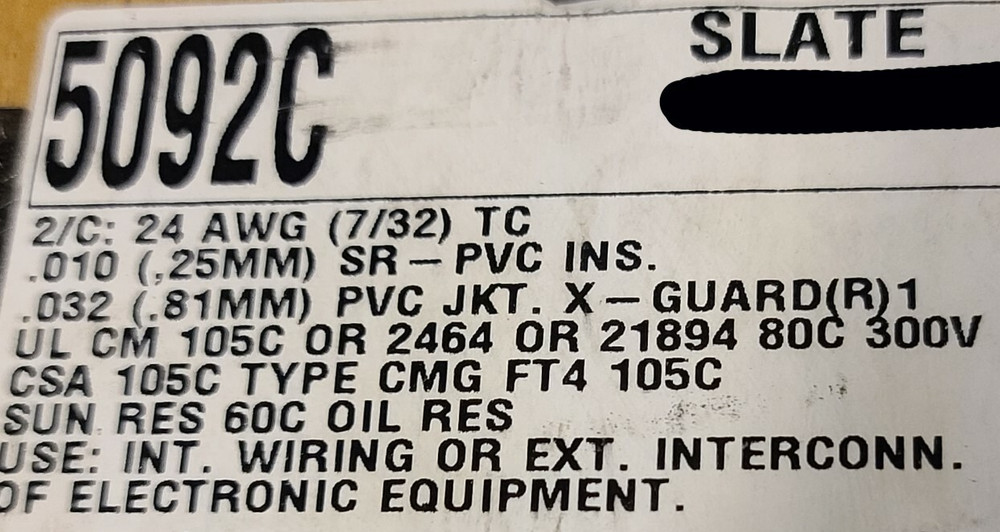 Alpha Wire 5092C 24/2C Xtraguard 1 Premium Shielded Control Cable Gray /10ft