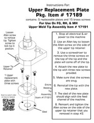 UPPER WELD PLATE #17189 FOR Duro Dyne FG, RH, & MH PINSPOTTER