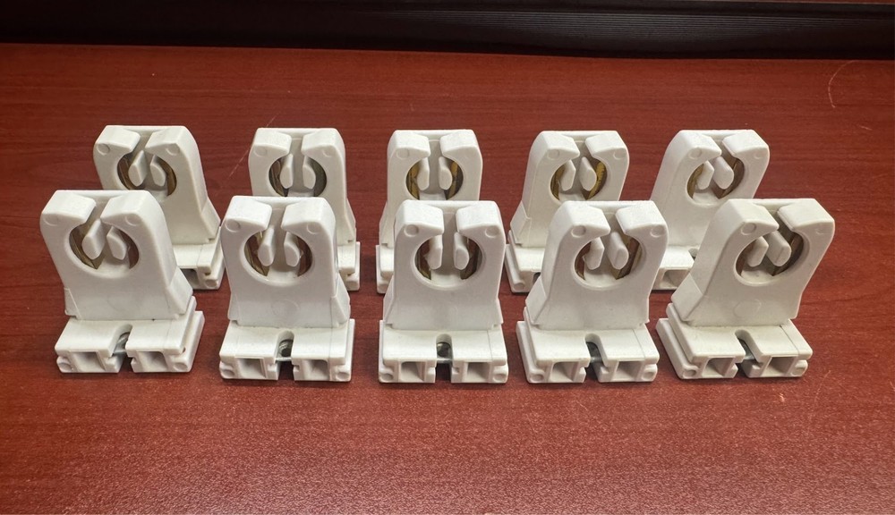 H.H. 10-Pack Medium Bi-Pin (G13) Slide-On Lampholders— T8/T12/LED Tube NEW!