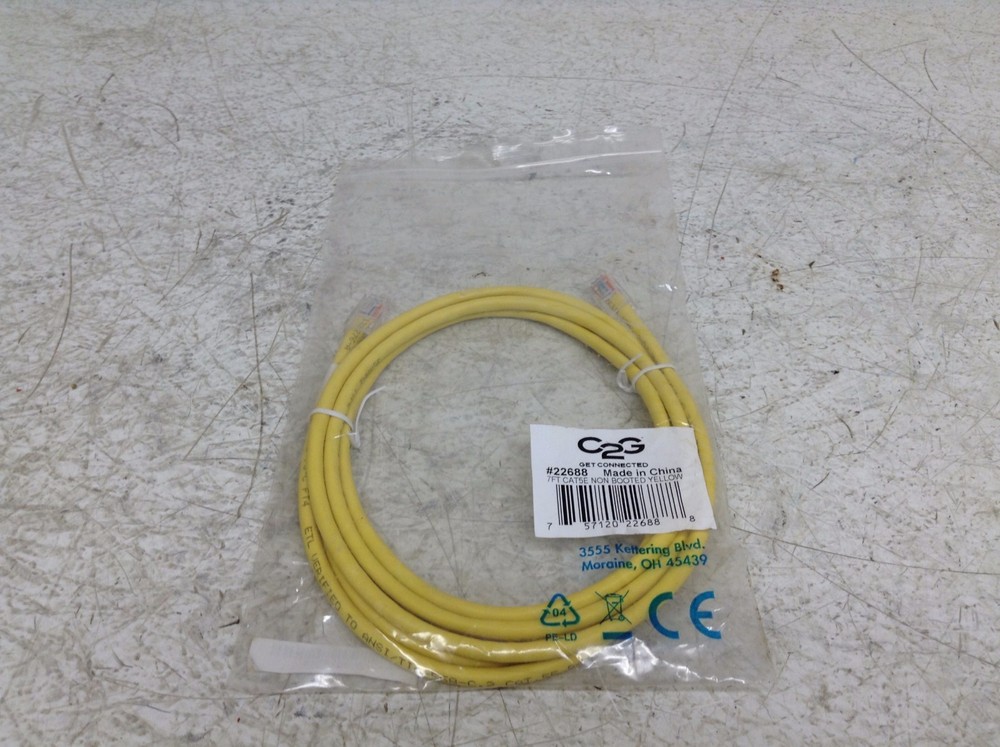 C2G 22688 7 Ft CAT5E NON Booted Yellow Cable New (TSC)