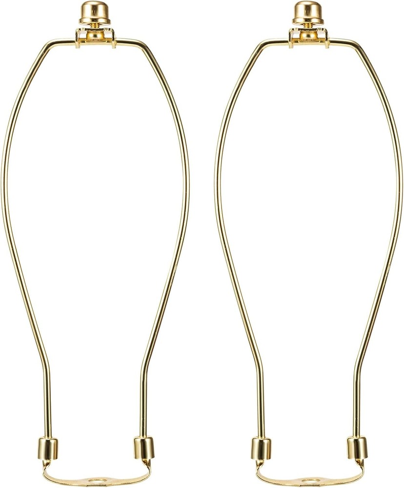 Polished Brass Finish Lamp Harp Kit 10 Inch 3/8 Inch Saddle Base Holes Light