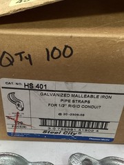 SteelCity HS401 Galv. Malleable Iron Pipe Straps For 1/2” Rigid Conduit Qty 100