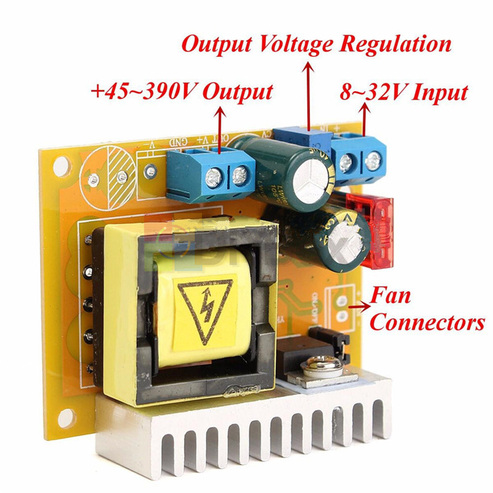 1/2/5X DC8~32V to 45~390V High Voltage Charge Boost ZVS Step-up Booster Module