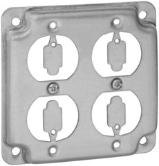Steel City RS-8, 4″ Box, 1/2″ Raised, Two-Gang, 2 Duplex, Outlet Box Cover, 1 pc