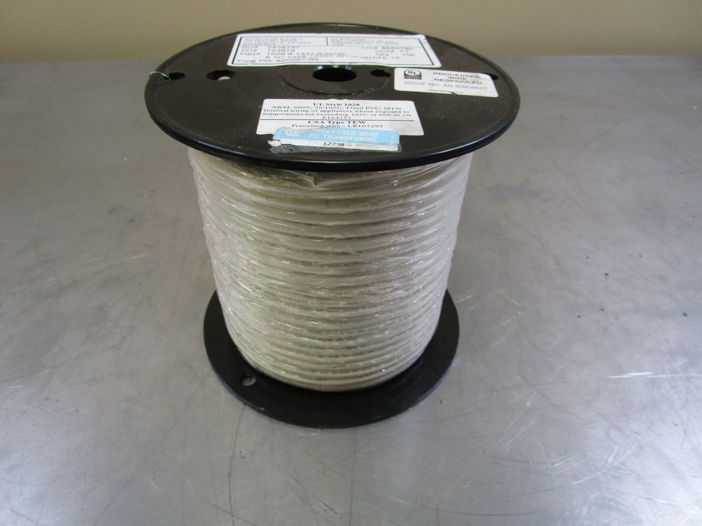New 100 feet of white 8 AWG Allied Wire & Cable (part 1028-8-133T-9)