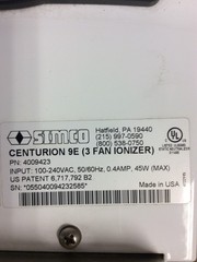 Simco Centurion 9E 4009423 3-Fan Ionizer Air Blower, 100-240VAC, 50/60Hz WORKING