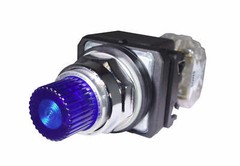 SUNS PBM30-EP-D120E-U-P1-U 30mm 12-130V AC/DC LED Blue Pushbutton 800T-QBH2B