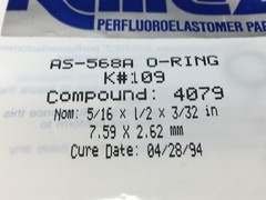 KALREZ AS-568A O-RING K#109, COMPOUND:4079, 2-109, 119416