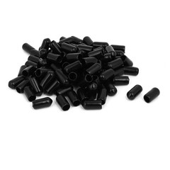 6.5mm Inner Dia Rubber Hose End Cap Screw Thread Protector Cover Black 100pcs