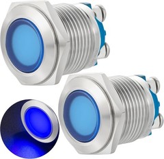 5/8 Inch 16mm Blue Waterproof LED Indicator Light Lamp 12V 24V DC AC Pilot