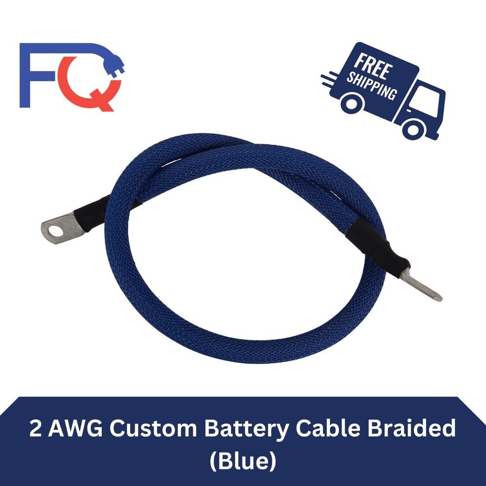 2 AWG Gauge Custom Battery Cable Copper Braided (Blue)