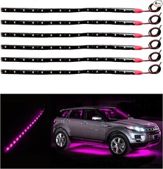6 PCS 15 LED 12V Waterproof Car Light Strips, 1Ft Flexible Underbo Color: Pink