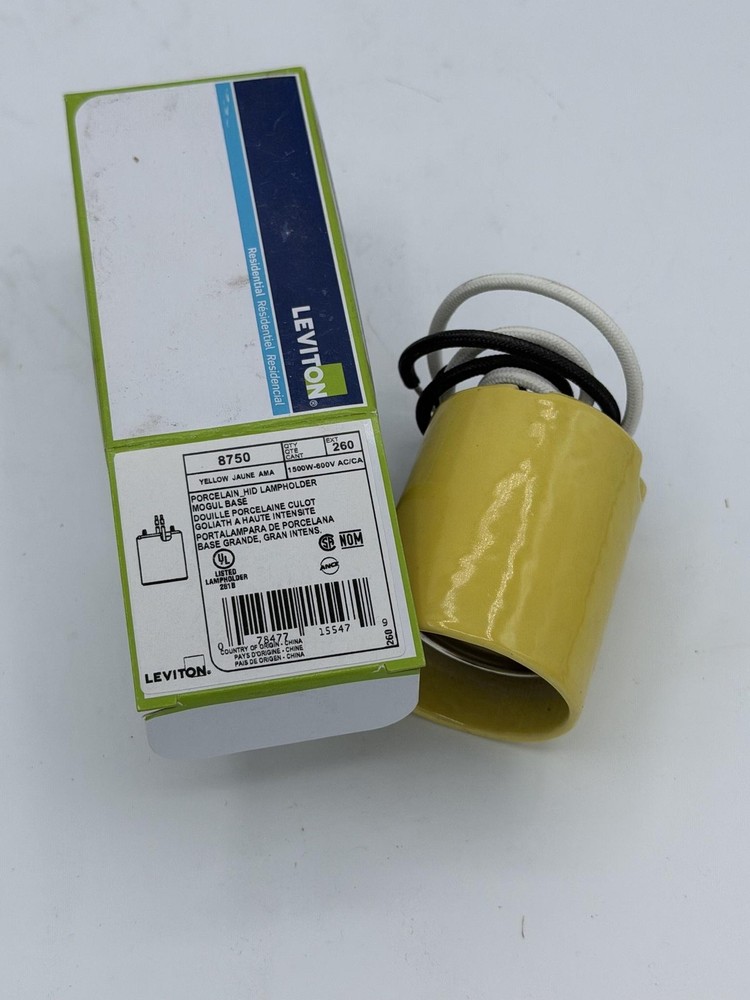 Leviton 8750 Porcelain HID Lampholder Mogul 1500W 600V Yellow Power Inlet China