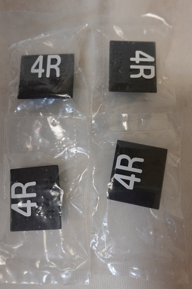 Otis Elevator Die-Cast Graphic Button Insert “4R” – AAA250G – Lot of 4 – NOS